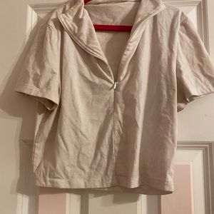 White Preppy Top Cute and Comfy with a Zipper